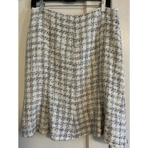 Vintage Georgiou Studio Plaid Print Cotton Blend Flare Skirt Size 14 Metallic